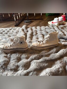 Converse White High Top Lace-Up Shoes
